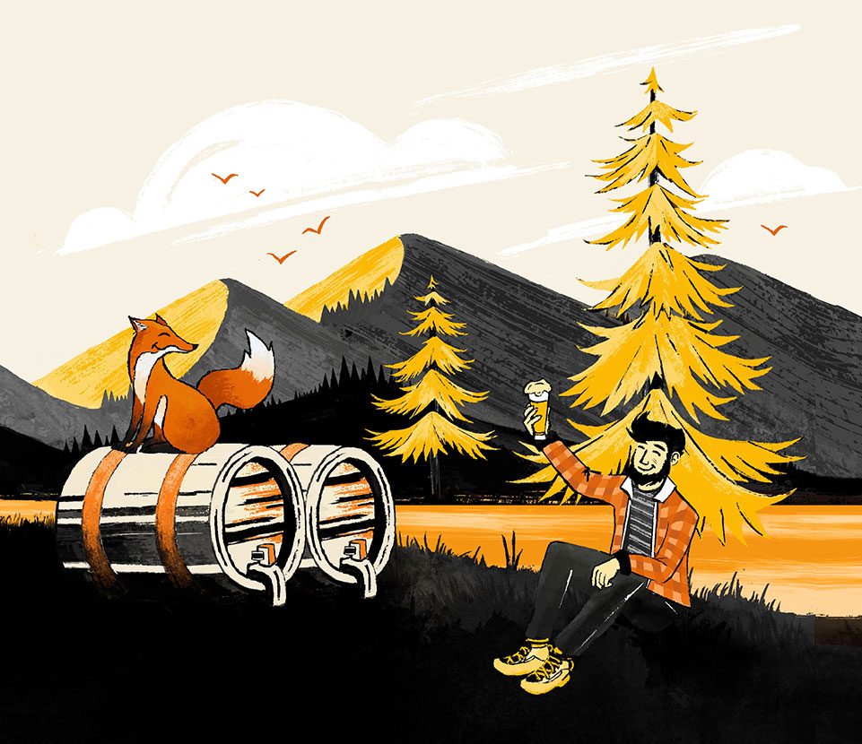 illustration bière ambrée