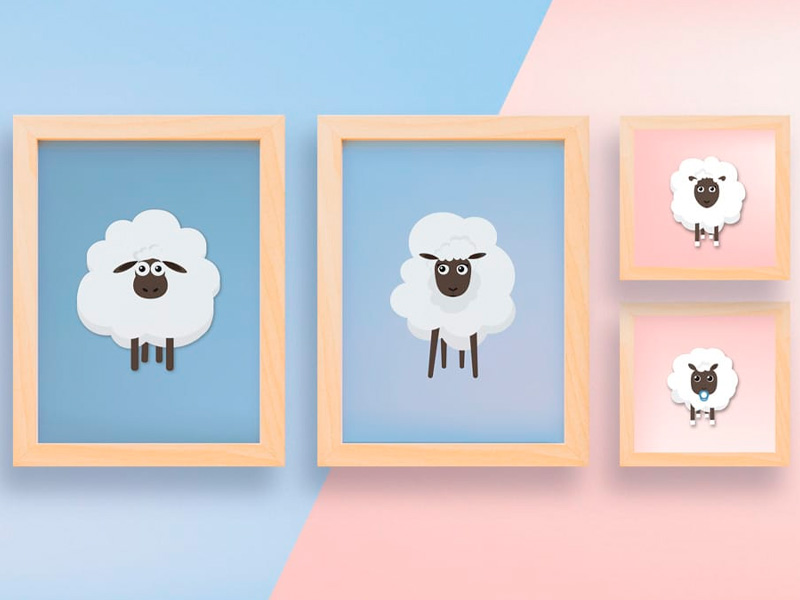 illustration famille de moutons