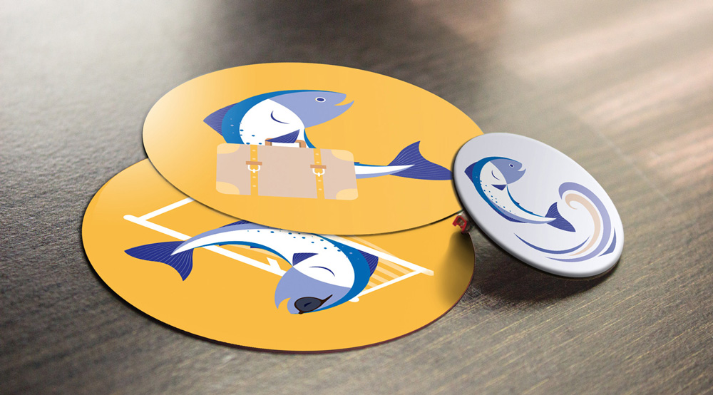 stickers illustration saumon centrale edf