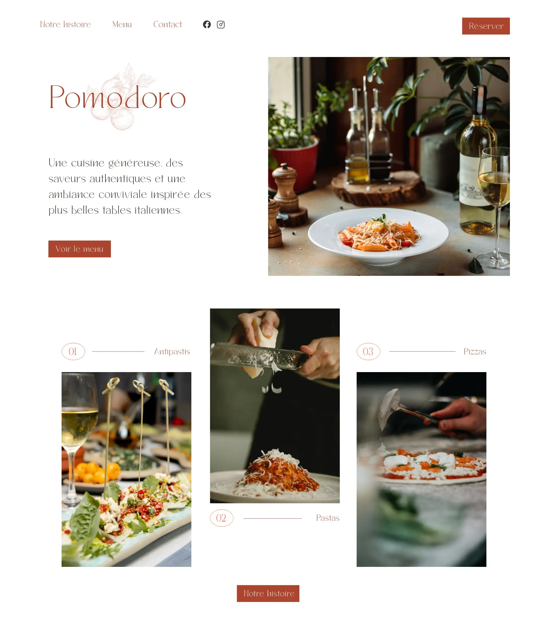 Modèle de site pour Pour les pizzerias, trattorias et restaurants italiens.